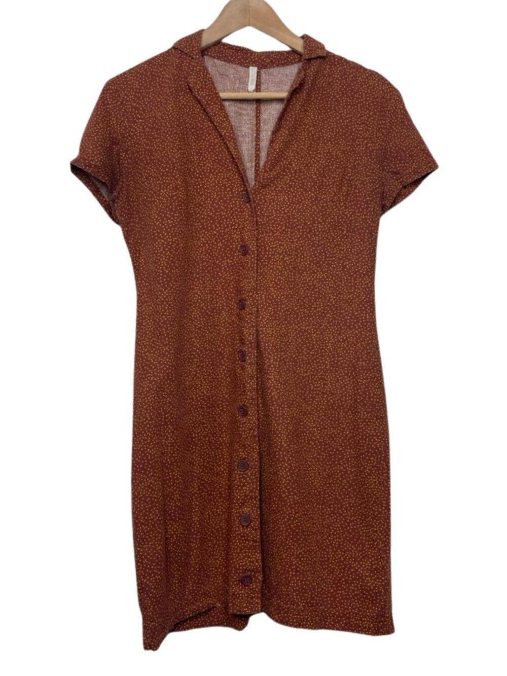 Urban Outfitters UO Polka Dot Button Up Mini Shirt Dress Brown Size Small - Picture 1 of 12